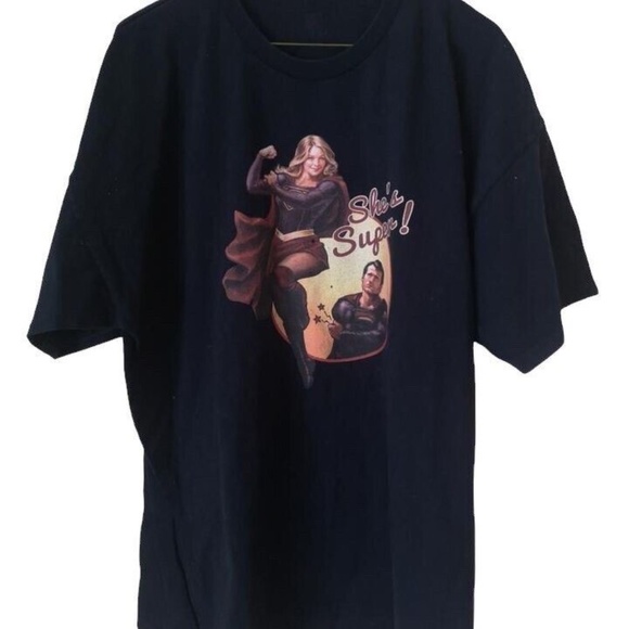 CW Supergirl TV Series Cast & Crew T Shirt Melissa Benoist XXL Navy - Picture 3 of 4